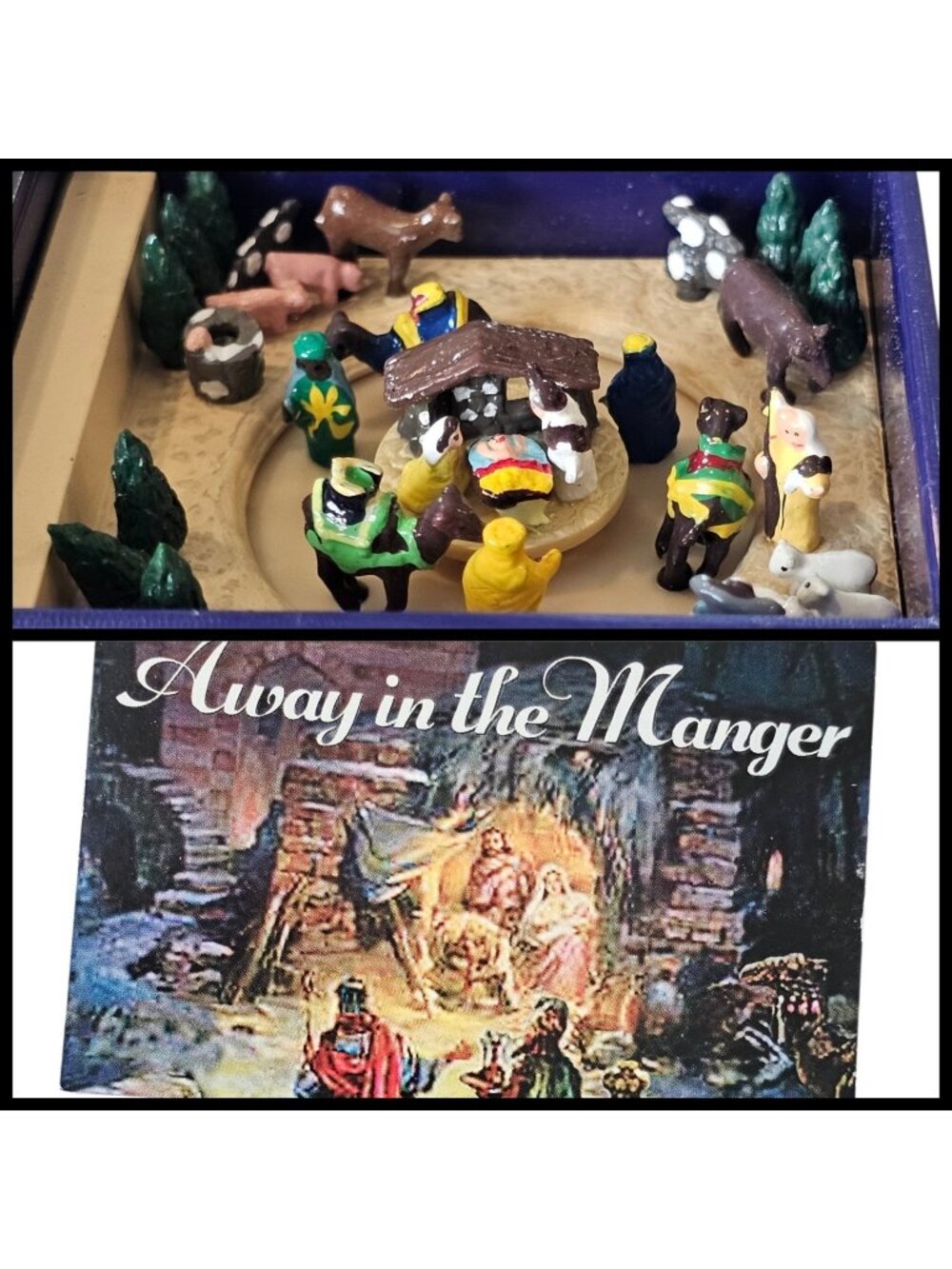 VTG Mr. Christmas Matchbox Music Box Wind-Up Away In A Manger Animated